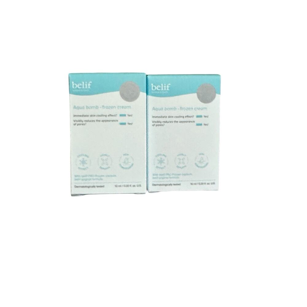 Belif 2x Aqua Bomb Frozen Cream 10 ml/.33 fl oz Travel Size New Boxed